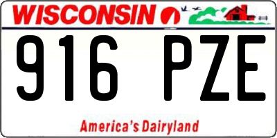 WI license plate 916PZE