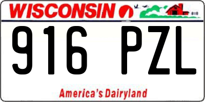WI license plate 916PZL