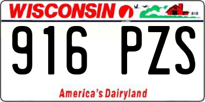 WI license plate 916PZS