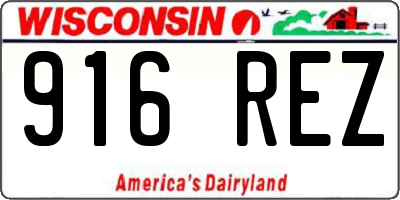 WI license plate 916REZ