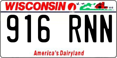 WI license plate 916RNN