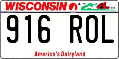 WI license plate 916ROL