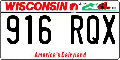WI license plate 916RQX