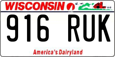 WI license plate 916RUK
