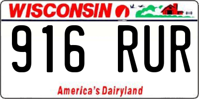 WI license plate 916RUR