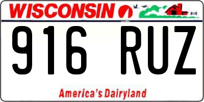 WI license plate 916RUZ