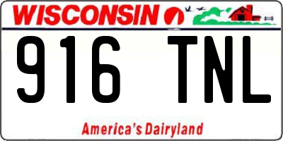 WI license plate 916TNL