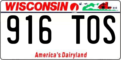 WI license plate 916TOS