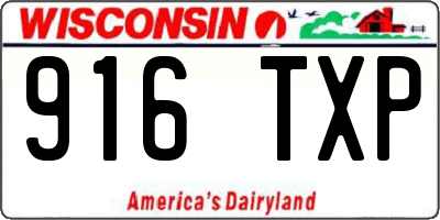 WI license plate 916TXP