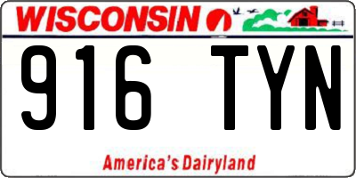 WI license plate 916TYN
