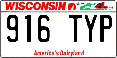 WI license plate 916TYP