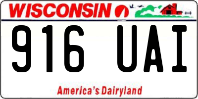WI license plate 916UAI
