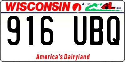 WI license plate 916UBQ