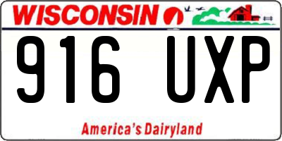 WI license plate 916UXP