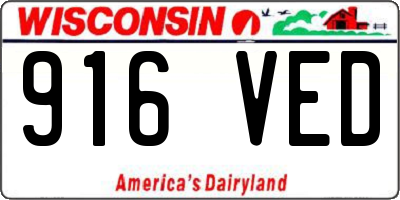 WI license plate 916VED