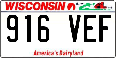 WI license plate 916VEF