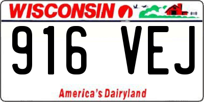 WI license plate 916VEJ