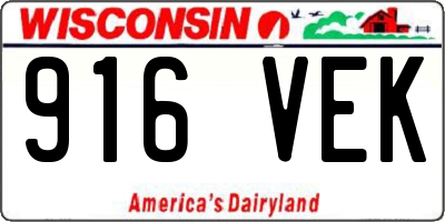 WI license plate 916VEK