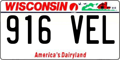 WI license plate 916VEL