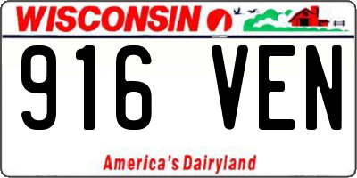 WI license plate 916VEN