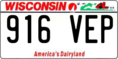 WI license plate 916VEP