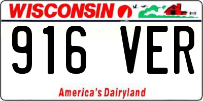 WI license plate 916VER
