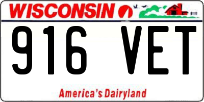 WI license plate 916VET