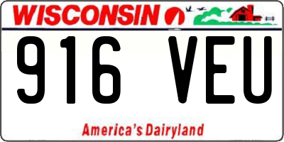 WI license plate 916VEU