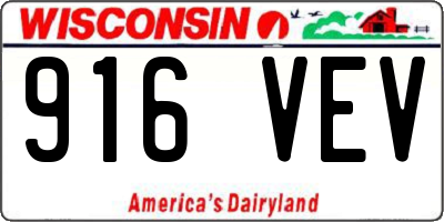 WI license plate 916VEV