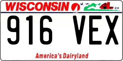 WI license plate 916VEX