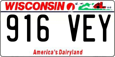 WI license plate 916VEY
