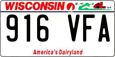 WI license plate 916VFA