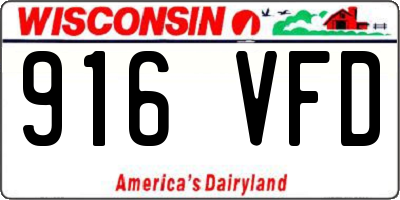 WI license plate 916VFD