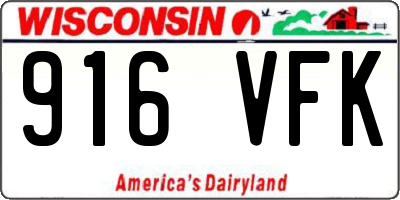 WI license plate 916VFK