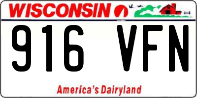 WI license plate 916VFN