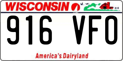 WI license plate 916VFO