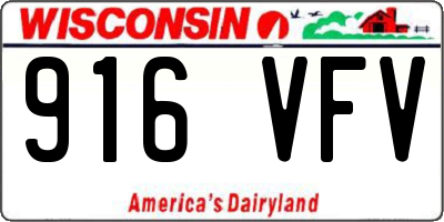 WI license plate 916VFV