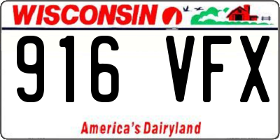 WI license plate 916VFX