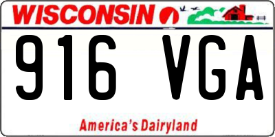 WI license plate 916VGA