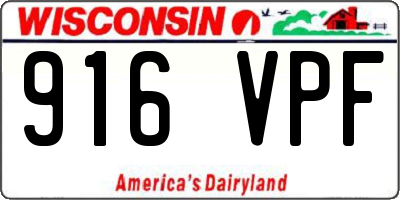 WI license plate 916VPF