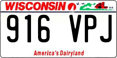 WI license plate 916VPJ