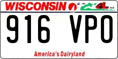 WI license plate 916VPO