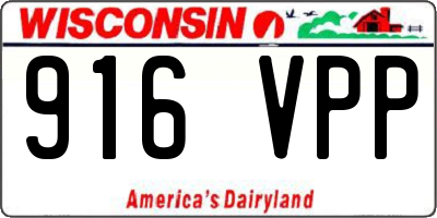 WI license plate 916VPP