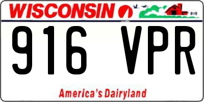 WI license plate 916VPR