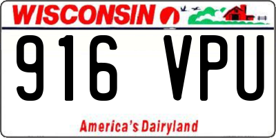 WI license plate 916VPU