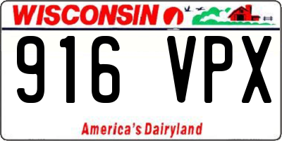 WI license plate 916VPX