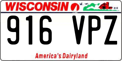 WI license plate 916VPZ