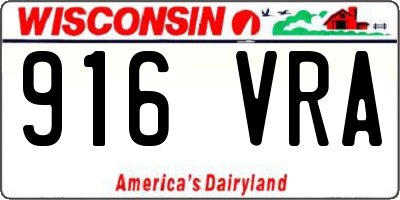 WI license plate 916VRA