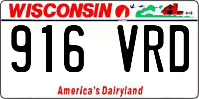 WI license plate 916VRD