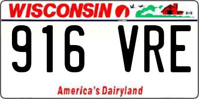 WI license plate 916VRE
